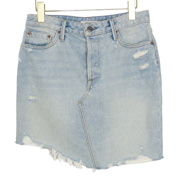 Revolve Grlfrnd Rhoda Ripped Denim Skirt in I Got Mine Lightwash Mini Skirt 28 - Picture 4 of 10